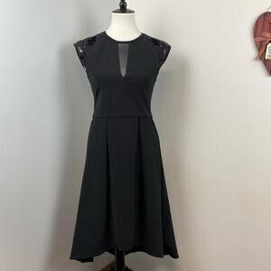 NEW Parker Black Cocktail Beaded & Sequin Fit & Flare Dress Size 6 Classic